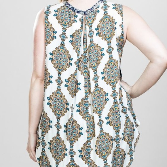 Plus Size Mixed Print Indie Tank Top Bohemian - Picture 2 of 2